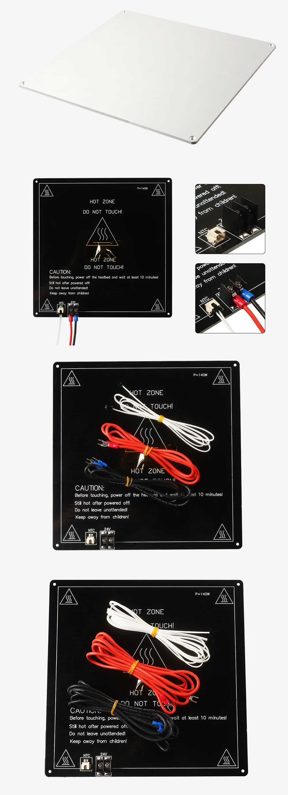 LERDGE 3D Printer Parts 3mm Aluminum Substrate Hotbed MK2A Heated Hot bed Plate Heating Platform Accessories 220mm 310mm