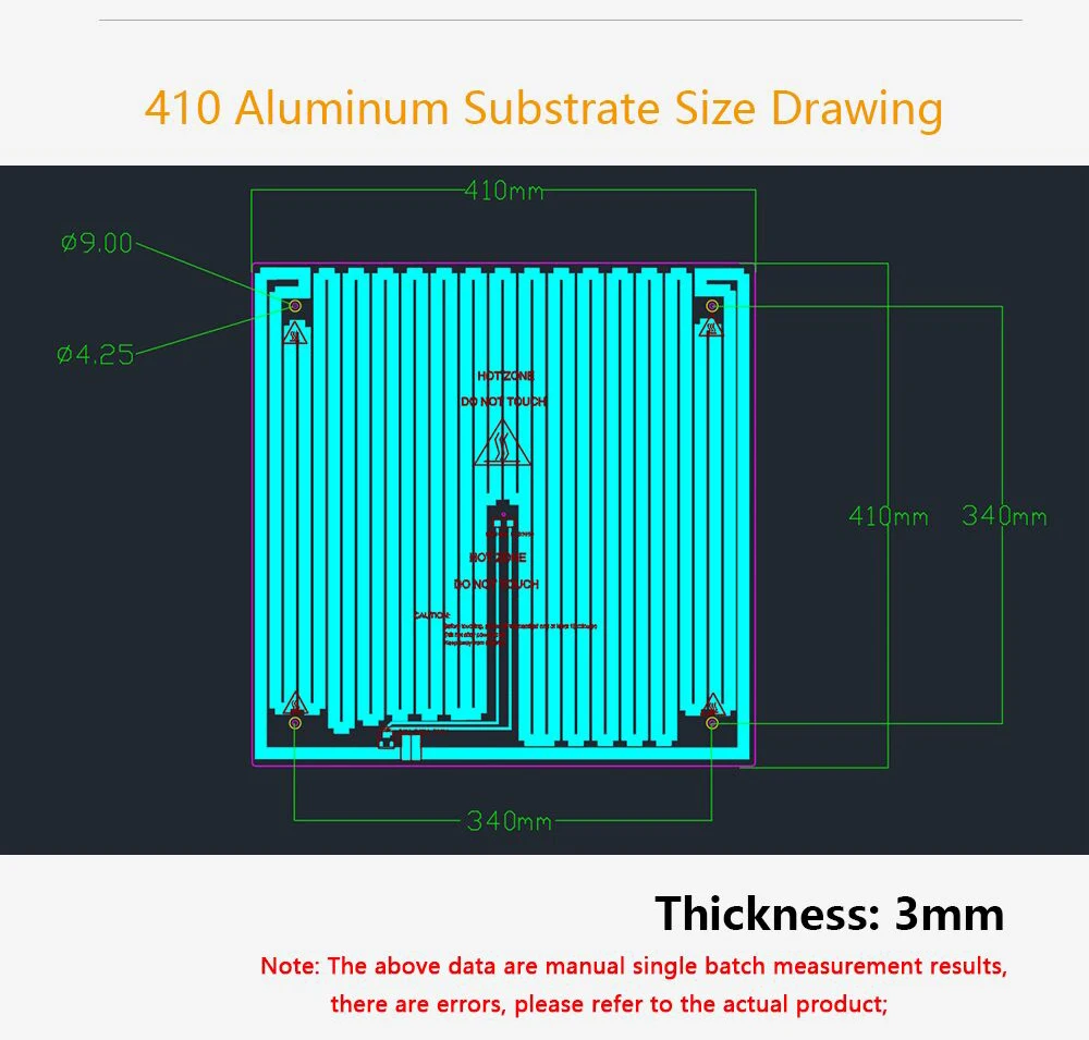 LERDGE 3D Printer Parts 3mm Aluminum Substrate Hotbed MK2A Heated Hot bed Plate Heating Platform Accessories 220mm 310mm