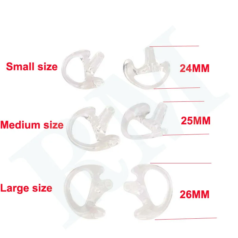 Lot 5 Pair White Silicone Earmold Earbud for Universal Walkie Talkie Radio Air Acoustic Coil Tube Earpiece Headphone S/M/L Size