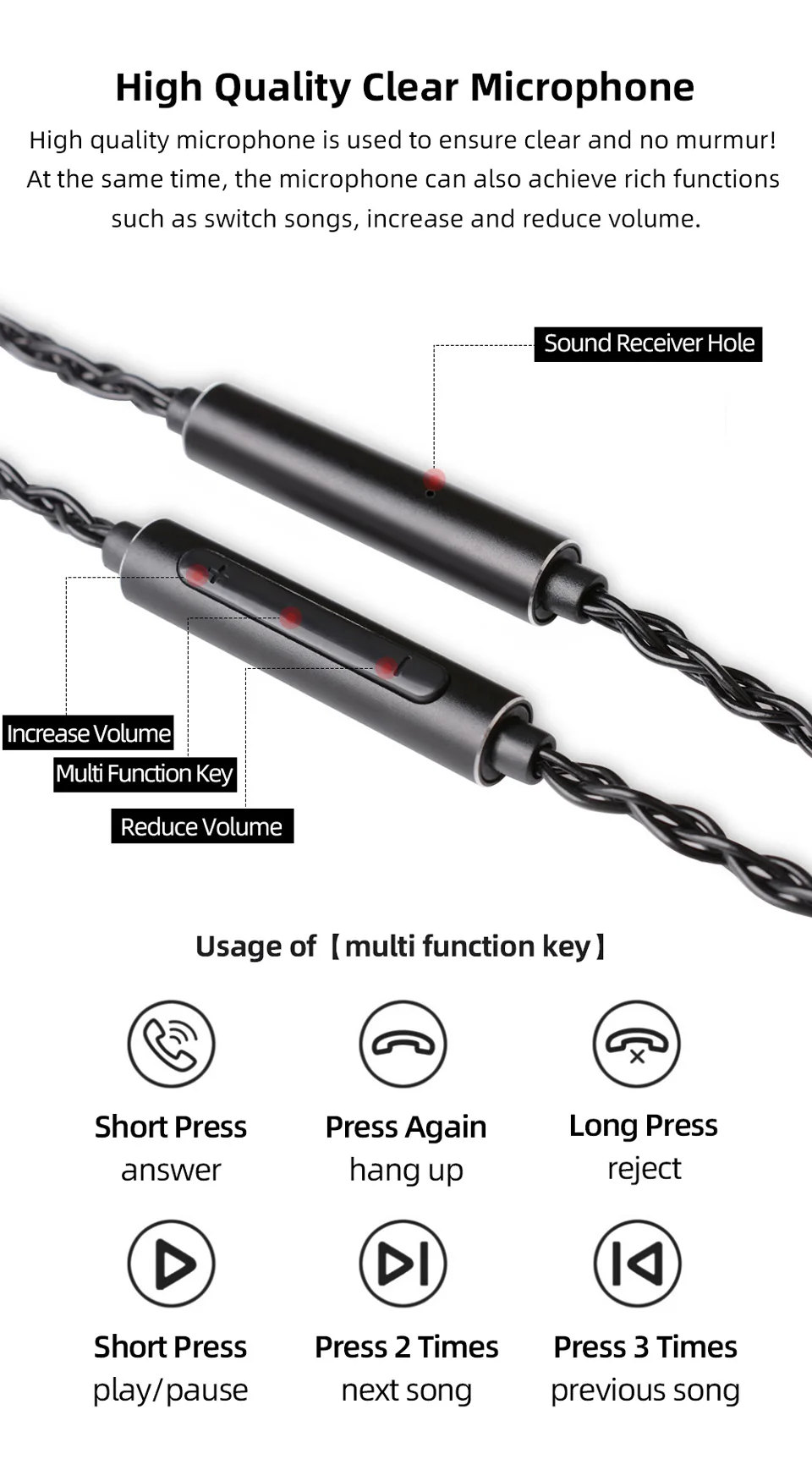 NICEHCK BlackWheat 8 Core Silver Plated Copper Microphone Cable MMCX/QDC/0.78 2Pin With Mic for DB1 DB3 AS10 EDX CA4 C12