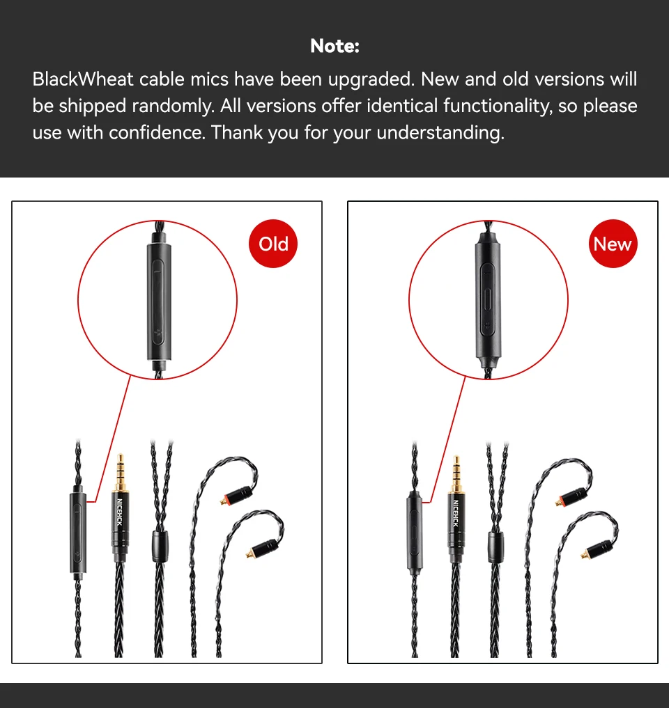 NICEHCK BlackWheat 8 Core Silver Plated Copper Microphone Cable MMCX/QDC/0.78 2Pin With Mic for DB1 DB3 AS10 EDX CA4 C12