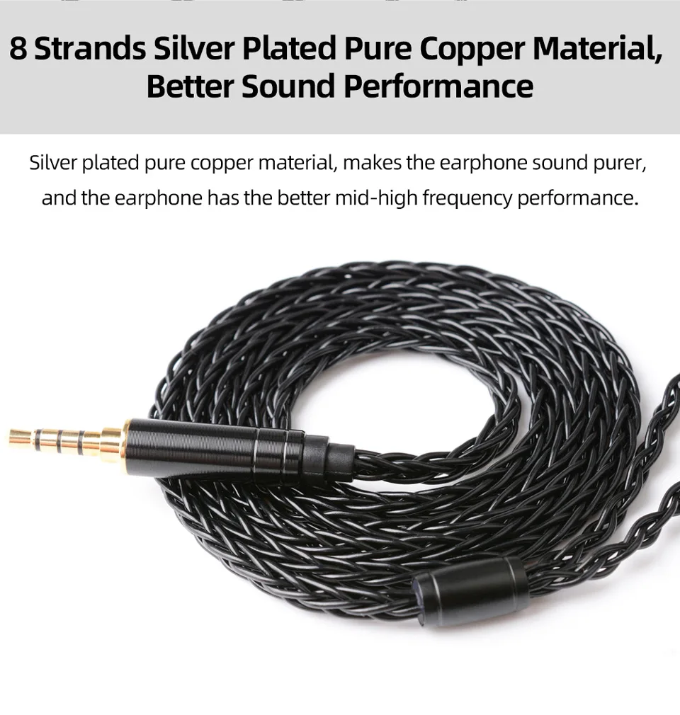 NICEHCK BlackWheat 8 Core Silver Plated Copper Microphone Cable MMCX/QDC/0.78 2Pin With Mic for DB1 DB3 AS10 EDX CA4 C12