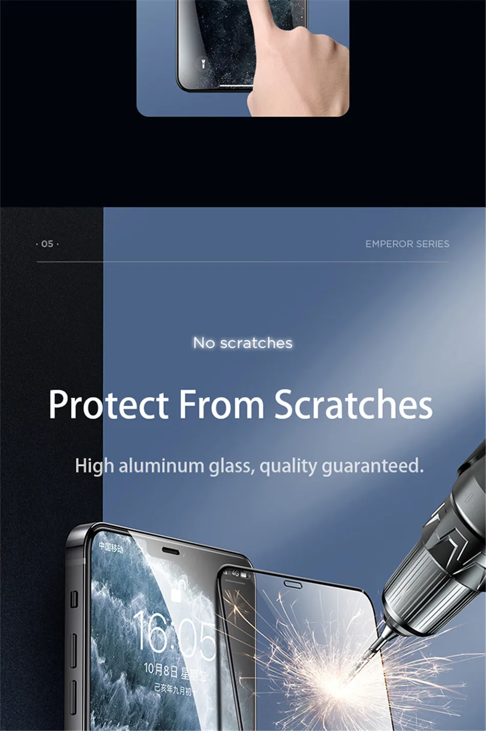Remax Tempered Glass Film For iPhone 15 15Pro Max For iPhone 14 14Pro 13/12 Series 9H Hardness Anti-fingerfrint Non-friable