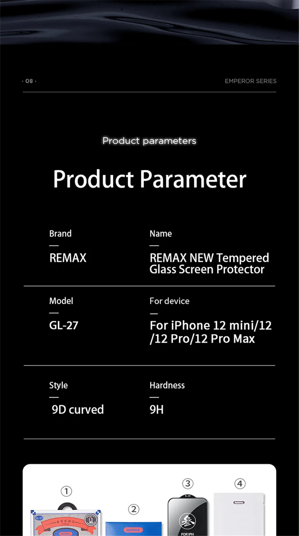 Remax Tempered Glass Film For iPhone 15 15Pro Max For iPhone 14 14Pro 13/12 Series 9H Hardness Anti-fingerfrint Non-friable