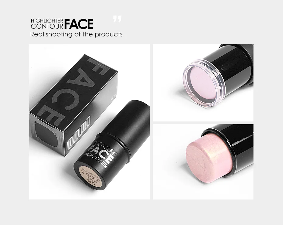Focallure 4 Colors Highlighter Stick Silky Texture Face Contour Stick Natural Illuminate Makeup Bronzer Highlight Shaded Bar