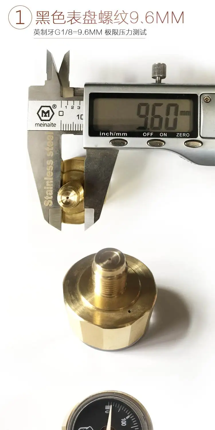 Copper M10*1 G1/8 inch 350bar Mini Air Pressure Gauge,ED black & white dial 28mm pressure gauge