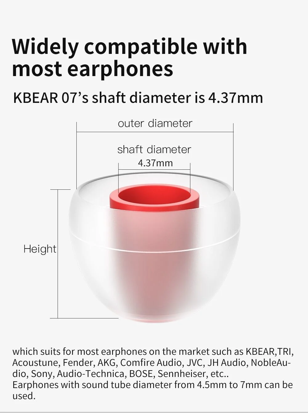 Wooeasy KBEAR 07 Silicone Earphone Eartips S M M- M+ L Size In Ear Earbuds Headset Headphones Accessories for KBEAR KS2 LARK IEM