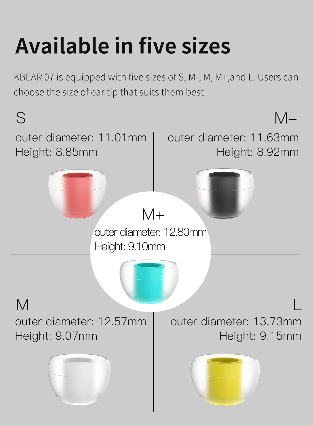 Wooeasy KBEAR 07 Silicone Earphone Eartips S M M- M+ L Size In Ear Earbuds Headset Headphones Accessories for KBEAR KS2 LARK IEM