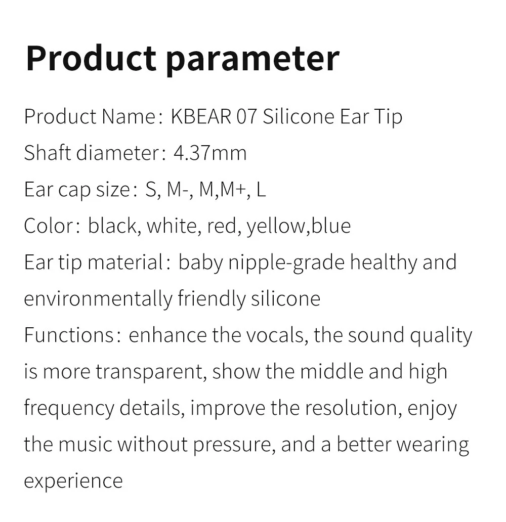 Wooeasy KBEAR 07 Silicone Earphone Eartips S M M- M+ L Size In Ear Earbuds Headset Headphones Accessories for KBEAR KS2 LARK IEM