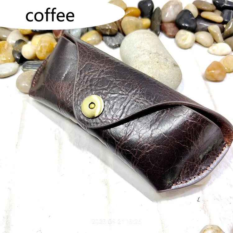 Blongk Glasses Case Waist Bag Genuine Leather Sunglasses Box Pocket Belt Pack Portable Men Women YJHd-55
