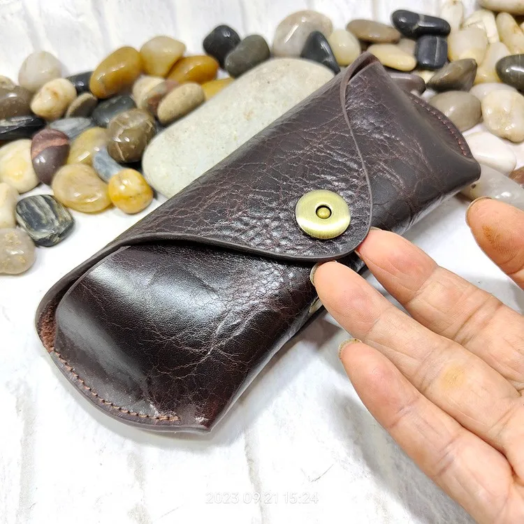 Blongk Glasses Case Waist Bag Genuine Leather Sunglasses Box Pocket Belt Pack Portable Men Women YJHd-55
