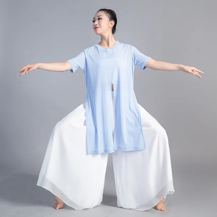 Women Dancing Pant For Women Classical Dance Modern Dance Chinese Folk Dance Practice Loose Pant Long Chiffon Wide Leg Pants