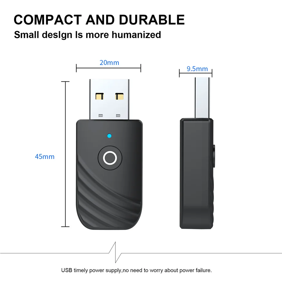 BT 3 in 1 Wireless USB Bluetooth 5.0 Adapter Audio Receiver Transmitter 3.5mm AUX Adaptador for Car TV PC Computer Home Stereo