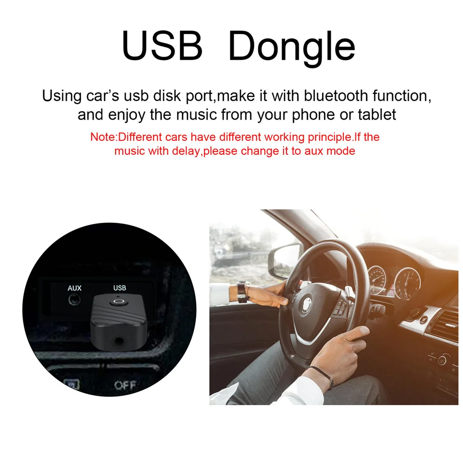 BT 3 in 1 Wireless USB Bluetooth 5.0 Adapter Audio Receiver Transmitter 3.5mm AUX Adaptador for Car TV PC Computer Home Stereo
