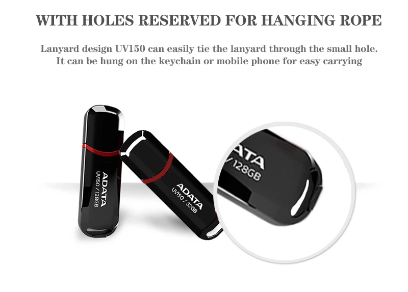 ADATA USB3.2 UV150 Pendrive Portable 128GB USB Flash Drive 64GB U Disk High Speed Pen Drive 32GB Black for Desktop PC Laptop