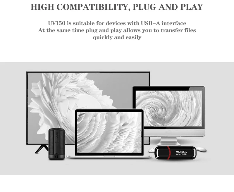ADATA USB3.2 UV150 Pendrive Portable 128GB USB Flash Drive 64GB U Disk High Speed Pen Drive 32GB Black for Desktop PC Laptop
