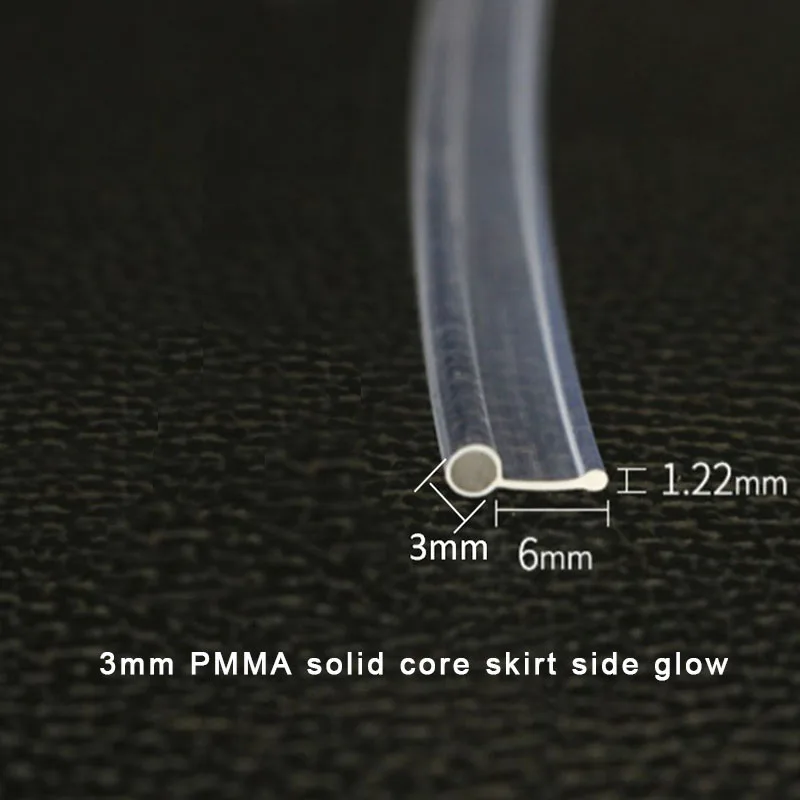 5mX Skirt Side Glow 2mm 3mm Diameter Plastic PMMA Fiber Optic Cable For Car Decorative Lighting