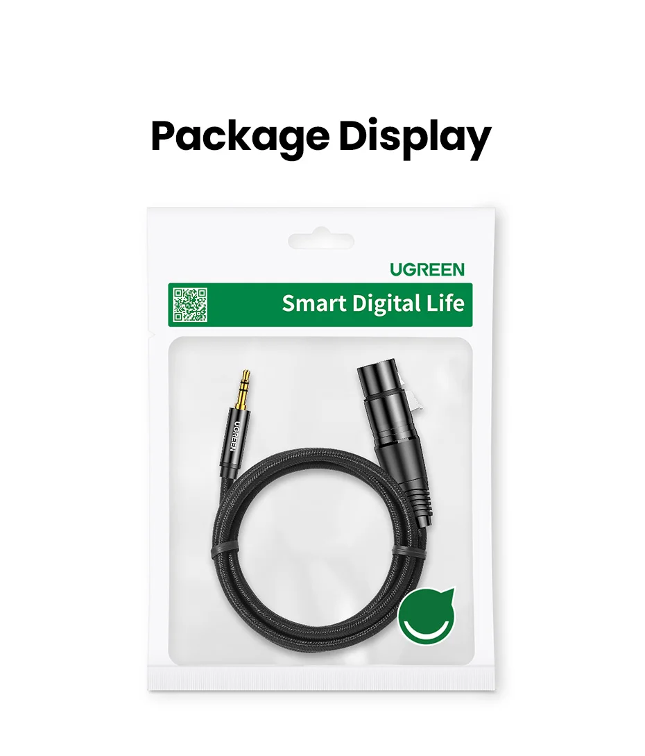 UGREEN XLR to 3.5mm Microphone Audio HiFi Cable XLR Female to Mini Jack Aux Mic Cord for Camcorders DSLR Cameras Computer