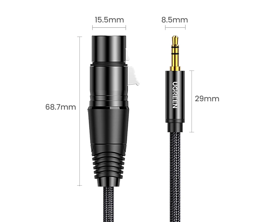 UGREEN XLR to 3.5mm Microphone Audio HiFi Cable XLR Female to Mini Jack Aux Mic Cord for Camcorders DSLR Cameras Computer