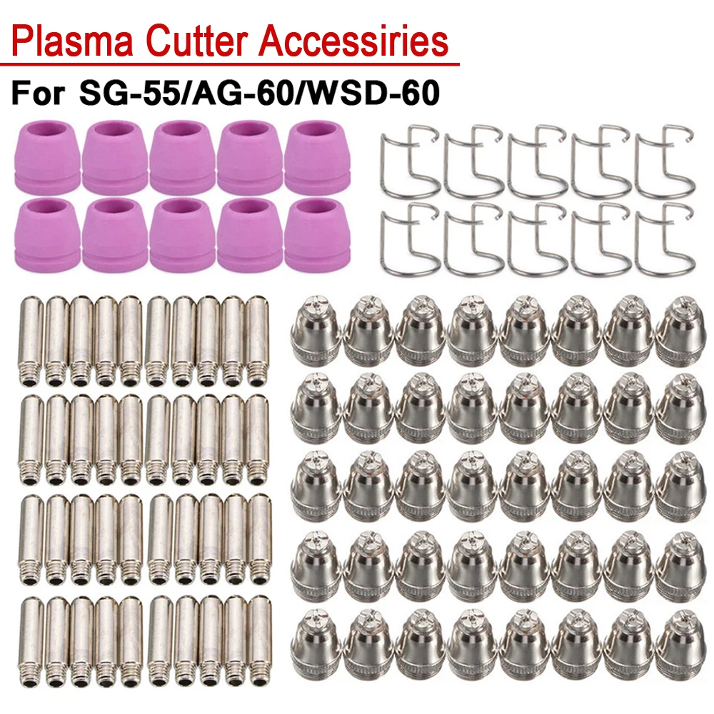 Air Plasma Cutting Gun Accessories Consumables Torch Electrode Tip Nozzle Shield Cap Kit For WSD60 AG60 SG55 CUT60 LGK60
