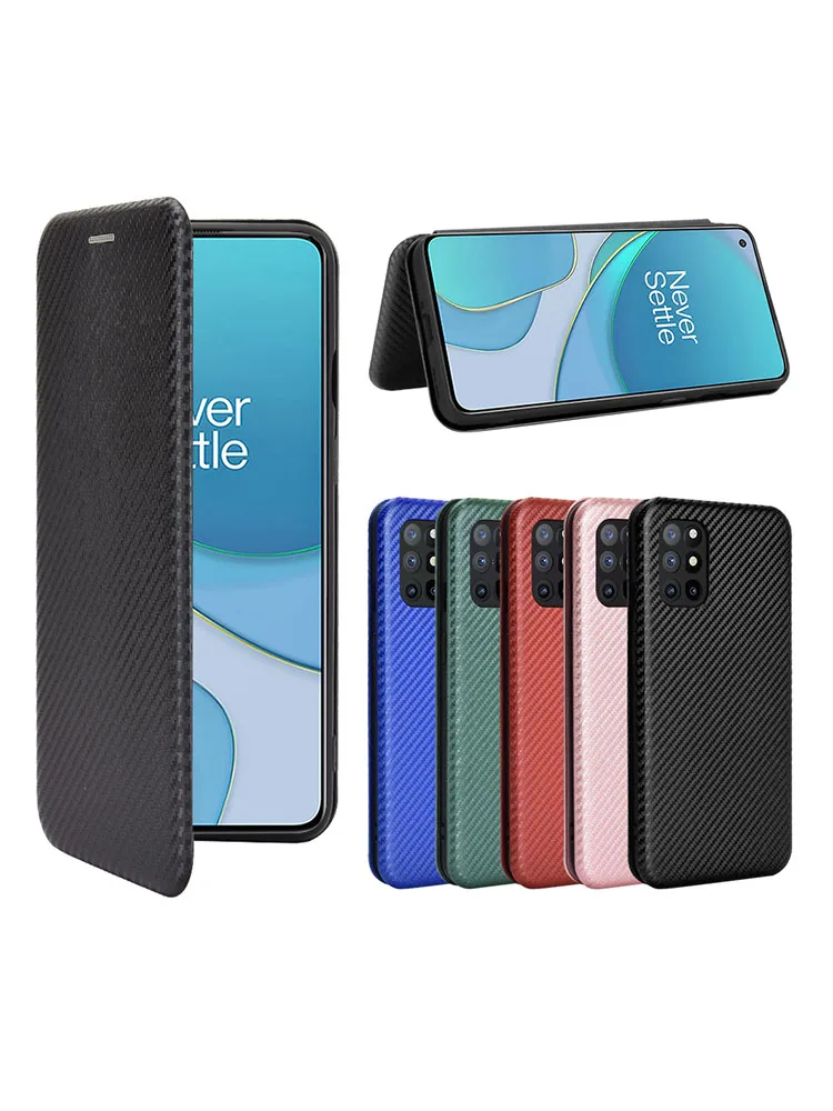 Carbon Fiber Magnetic Leather Flip Cover Case for Oneplus 13 12 12R 11R 10 9 Pro 8T 8 Pro 7T 6T Nord4 Shell Wallet Card Holder