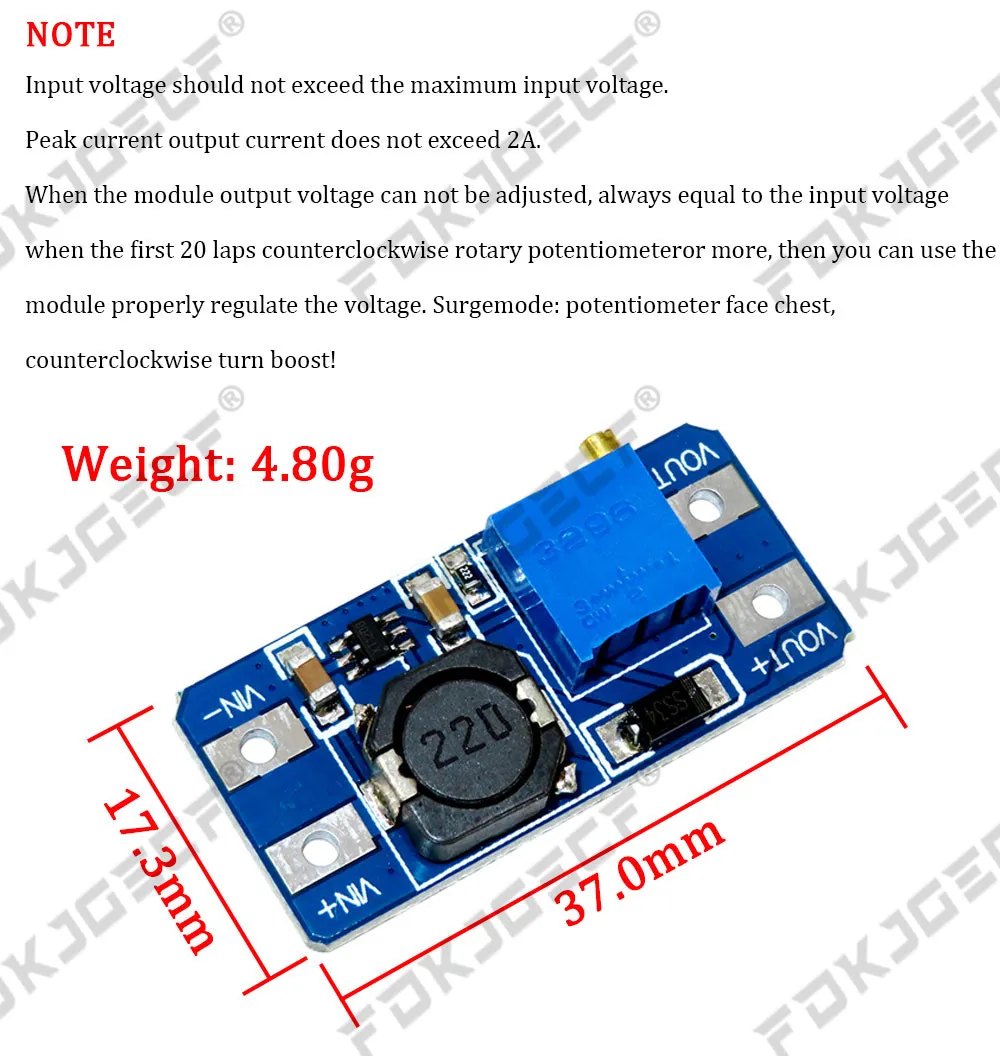 MT3608 DC-DC Step Up Converter Booster Power Supply Module Boost Step-up Board MAX output 28V 2A for arduino
