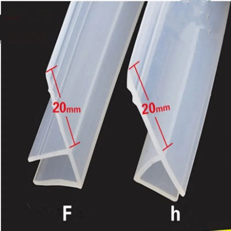 2 Meter/lot Widened F/h shape silicone rubber shower room door window glass seal strip weatherstrip for 6/8/10/12 mm glass