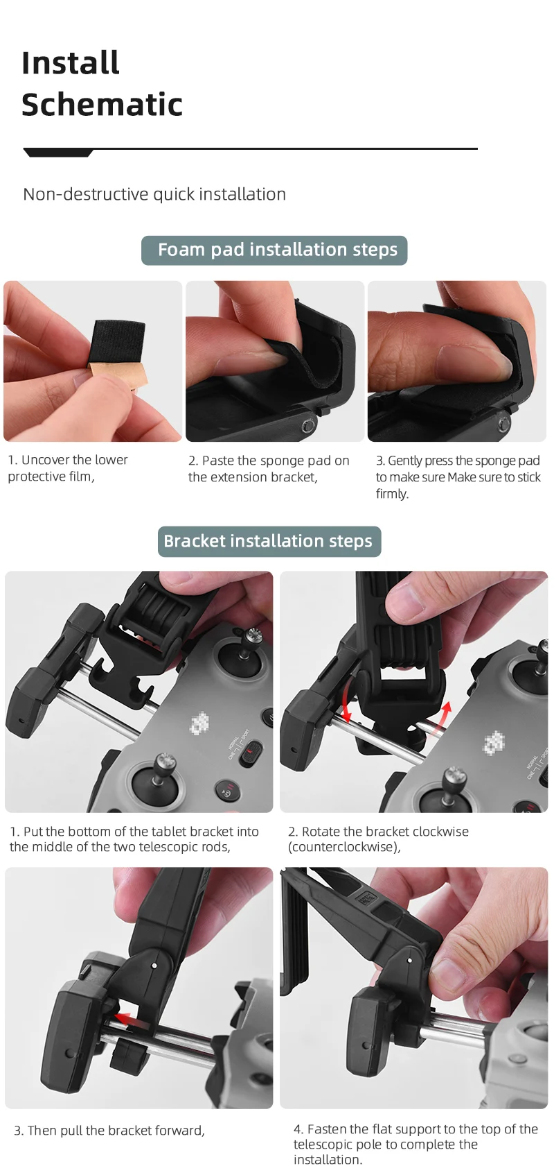 Tablet Extended Bracket Mount for DJI AIR 3S/NEO/Mini 2/4K/Mavic 3/Air 3/2S for RC-N1/2/3 Remote Control Holder Drone Accessory