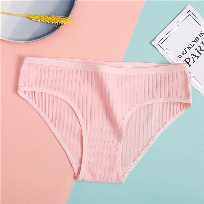 FINETOO 3PCS/Set Women's Underwear Cotton Panty Sexy Panties Female Underpants Solid Color Panty Intimates Women Lingerie M-2XL