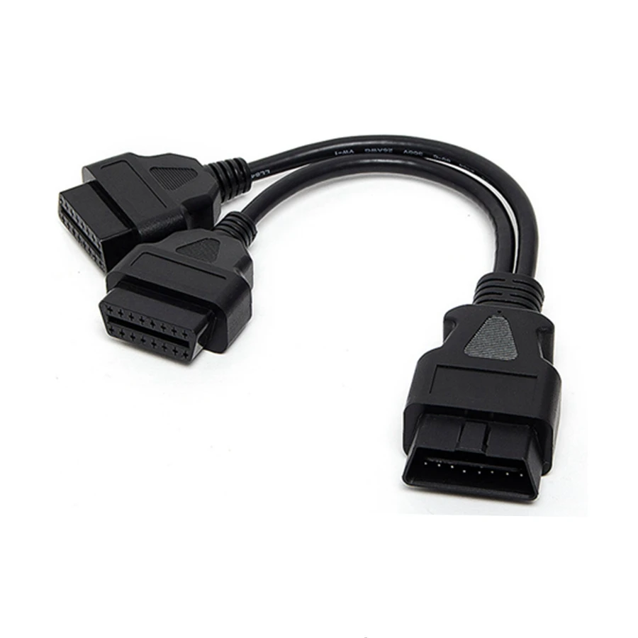 OBD2 Extension Cable 30CM Splitter Male to Dual Female Y 1-2 OBD OBD2 16 Pin Cable Adapter Diagnostis Cable Straight J1962 Male