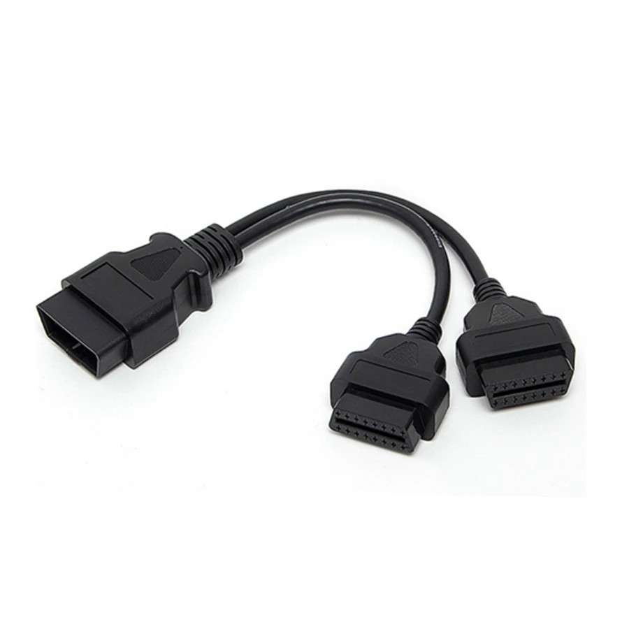 OBD2 Extension Cable 30CM Splitter Male to Dual Female Y 1-2 OBD OBD2 16 Pin Cable Adapter Diagnostis Cable Straight J1962 Male