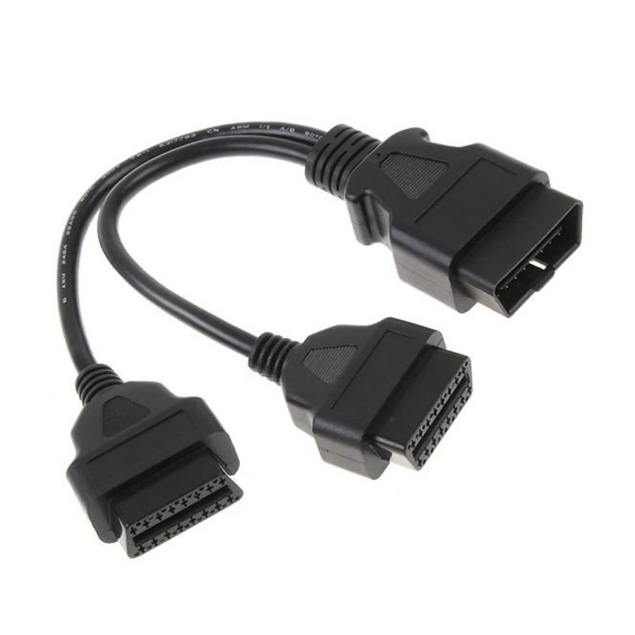 OBD2 Extension Cable 30CM Splitter Male to Dual Female Y 1-2 OBD OBD2 16 Pin Cable Adapter Diagnostis Cable Straight J1962 Male