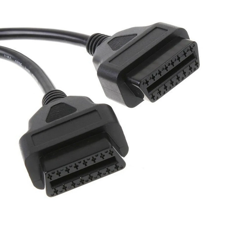 OBD2 Extension Cable 30CM Splitter Male to Dual Female Y 1-2 OBD OBD2 16 Pin Cable Adapter Diagnostis Cable Straight J1962 Male