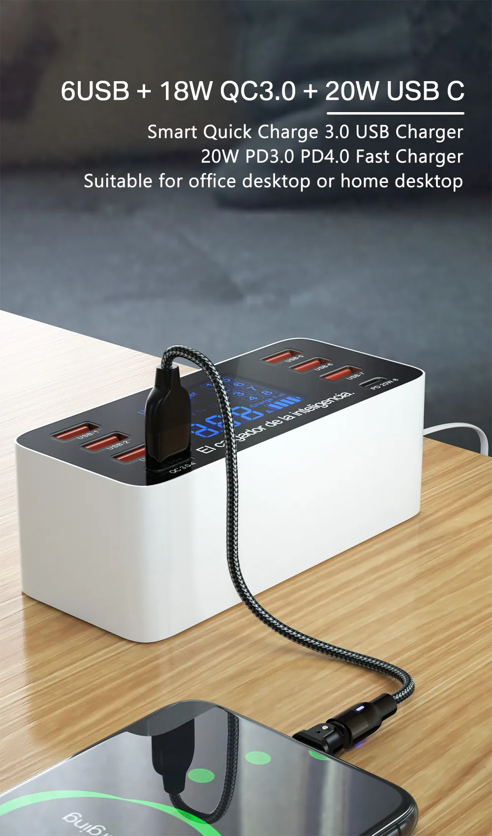 60W Quick Charge QC 3.0 4.0 USB Charger Adapter USB C Charger Phone Tablet Fast Charger For iPhone 12 Pro Xiaomi Huawei Samsung