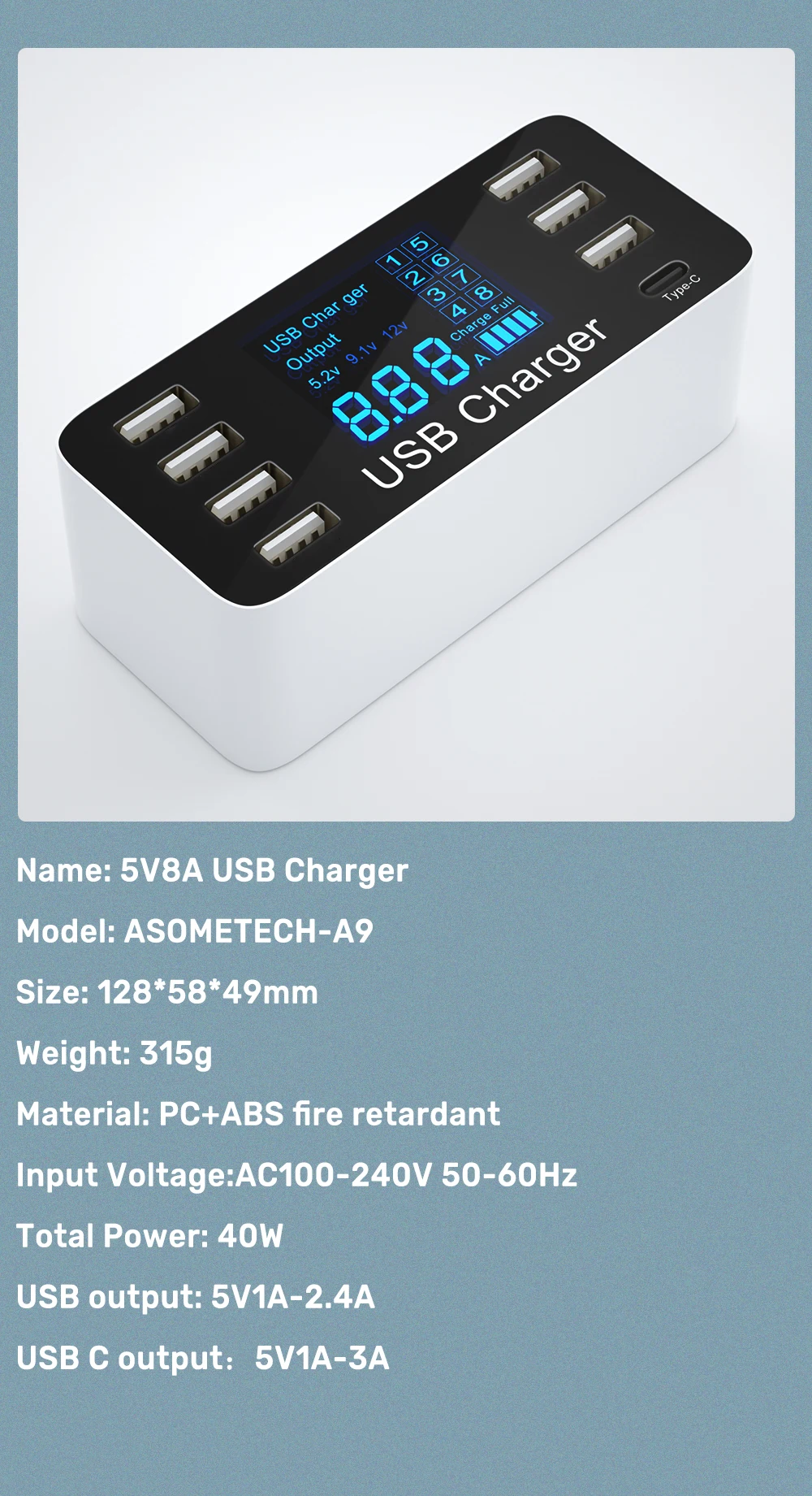 60W Quick Charge QC 3.0 4.0 USB Charger Adapter USB C Charger Phone Tablet Fast Charger For iPhone 12 Pro Xiaomi Huawei Samsung