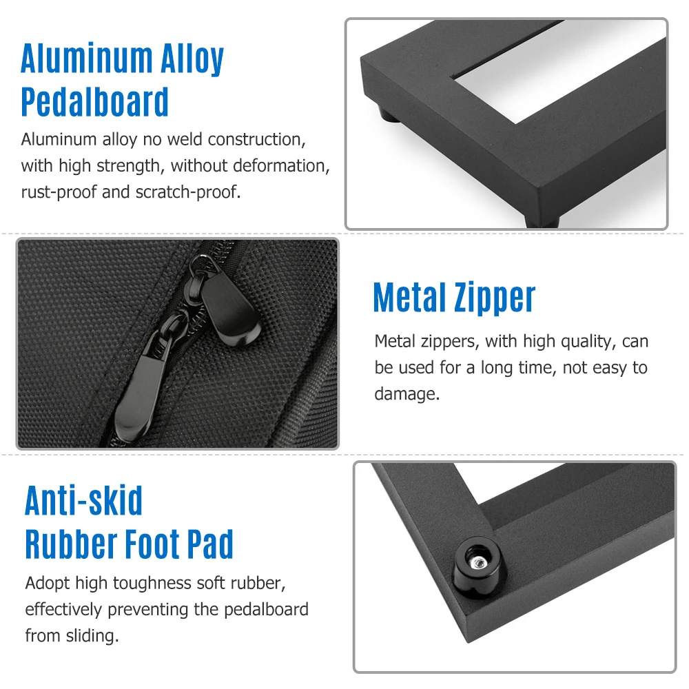 Guitar Effect Pedal Board Guitar Pedalboard Aluminum Alloy Pedalboard 15×4.9 Inch with Carrying Bag Effect Pedal Plate
