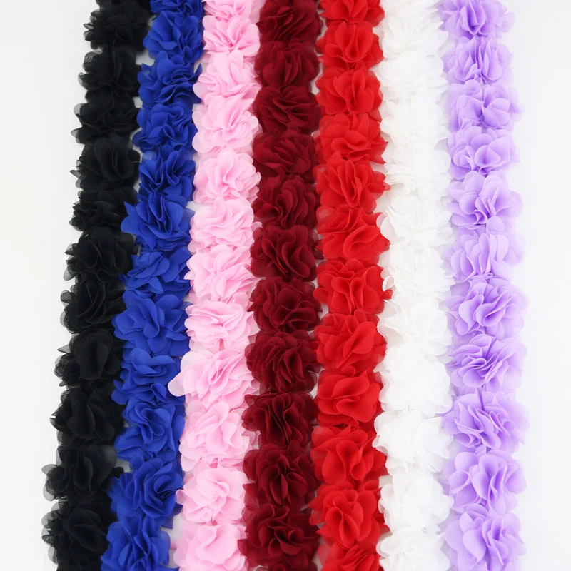 (1 Meter) Chiffon Lace Fabric Webbing Decoration Flower Gift Ribbons Crafts Non-Woven Fabrics Base
