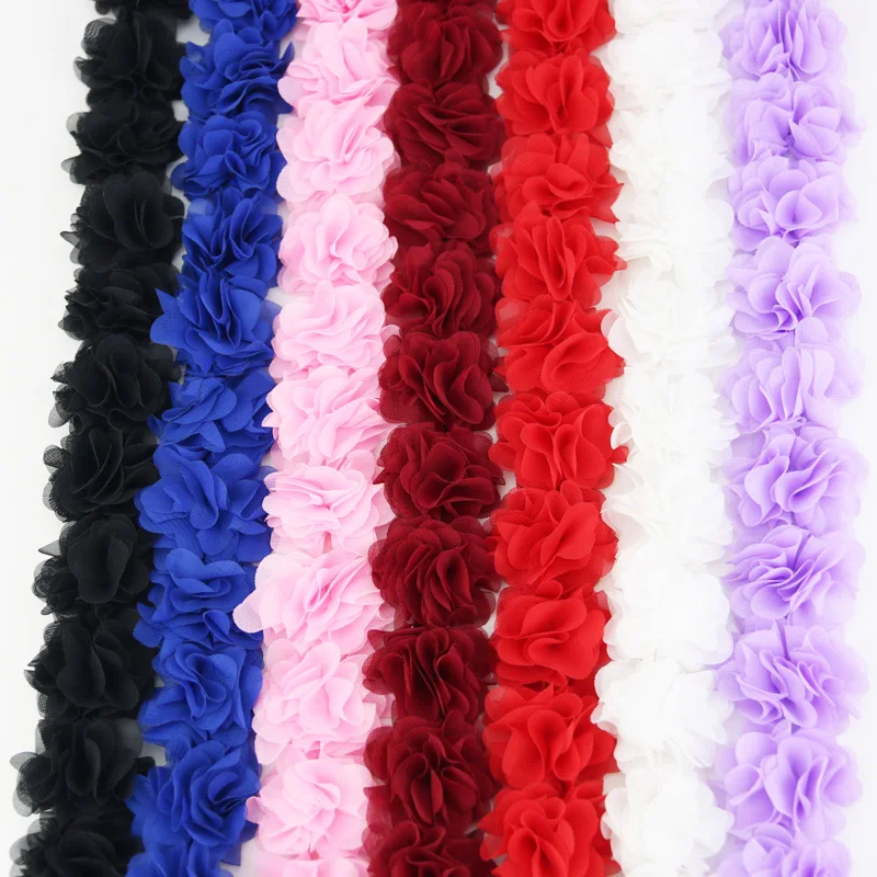 (1 Meter) Chiffon Lace Fabric Webbing Decoration Flower Gift Ribbons Crafts Non-Woven Fabrics Base