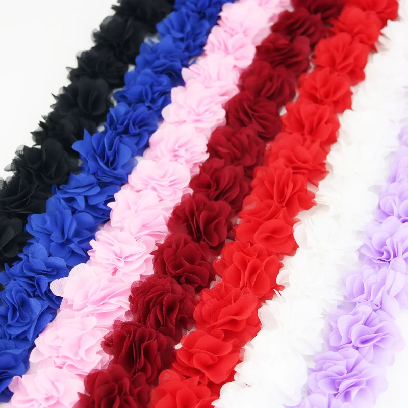 (1 Meter) Chiffon Lace Fabric Webbing Decoration Flower Gift Ribbons Crafts Non-Woven Fabrics Base