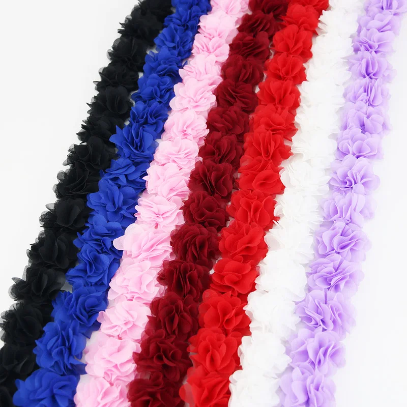 (1 Meter) Chiffon Lace Fabric Webbing Decoration Flower Gift Ribbons Crafts Non-Woven Fabrics Base