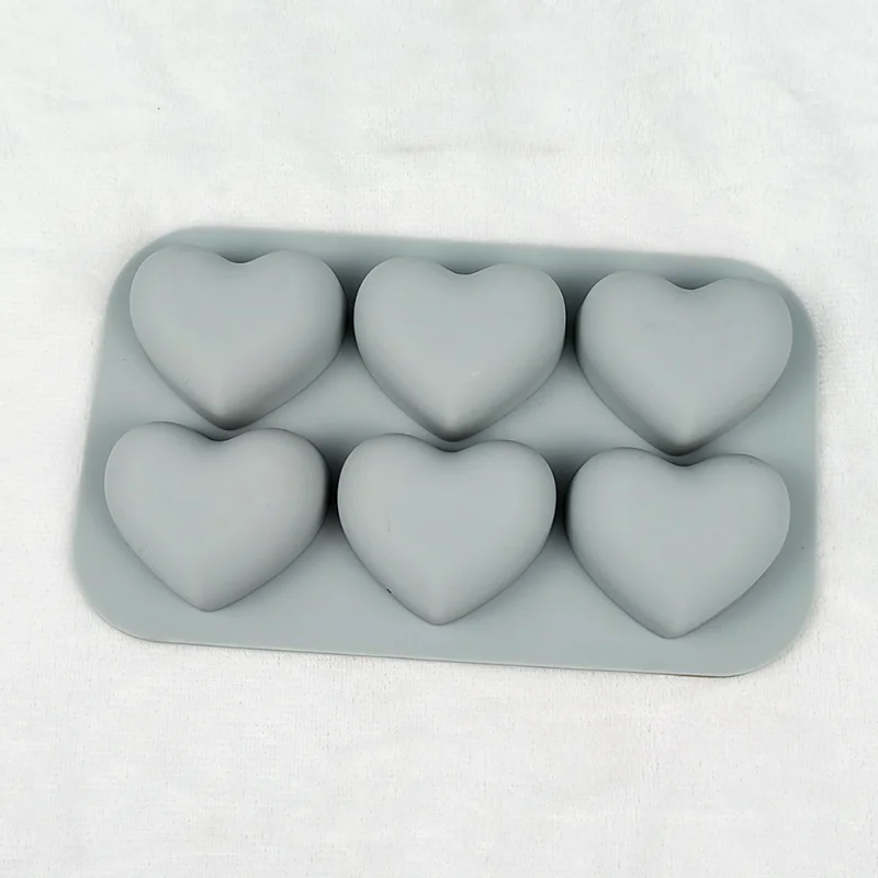 6 Cavities Valentine's Day Heart Silicone Baking Mold Love Chocolate Candy Biscuit Ice Mould Cute Gifts Soap Candle Making Set