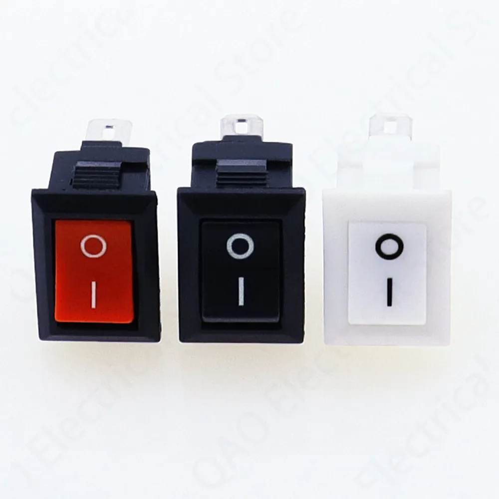5/10Pcs Push Button Switch 10x15mm SPST 2Pin 3A 250V KCD11 Snap-in On/Off Rocker Switch 10MM*15MM Black Red and White