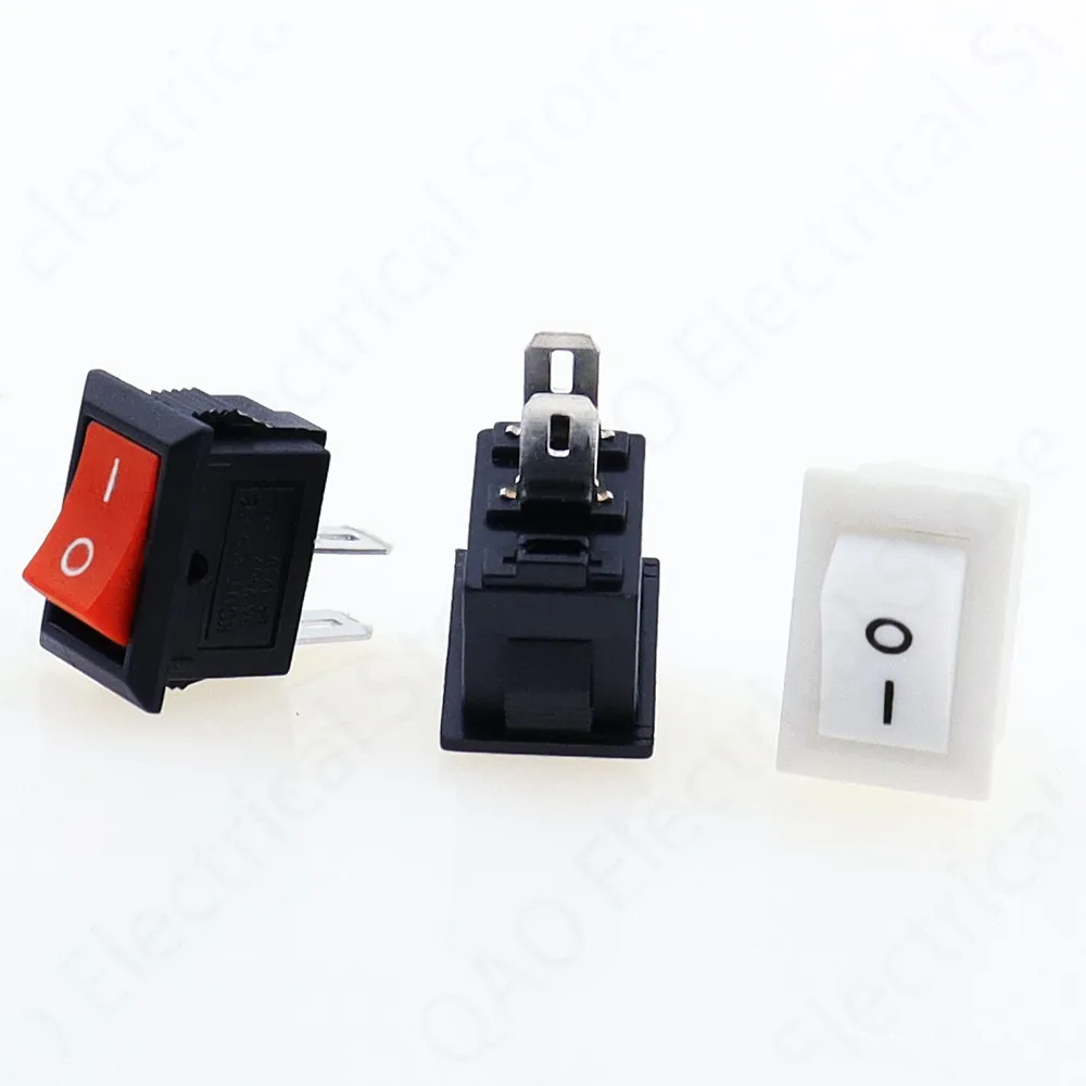 5/10Pcs Push Button Switch 10x15mm SPST 2Pin 3A 250V KCD11 Snap-in On/Off Rocker Switch 10MM*15MM Black Red and White