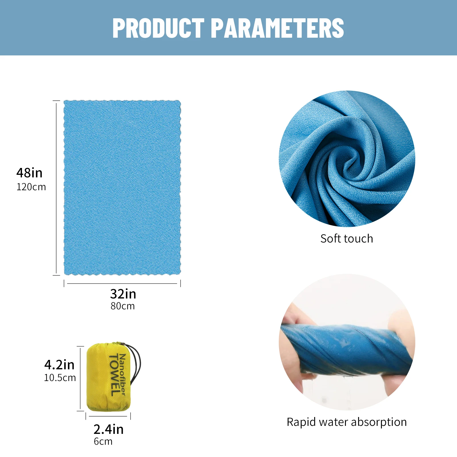 Hiturb Outdoor Travel Round Cloth Bag Packaging Quick Drying Towel Absorbent Quick Drying Lightweight Portable Beach Running