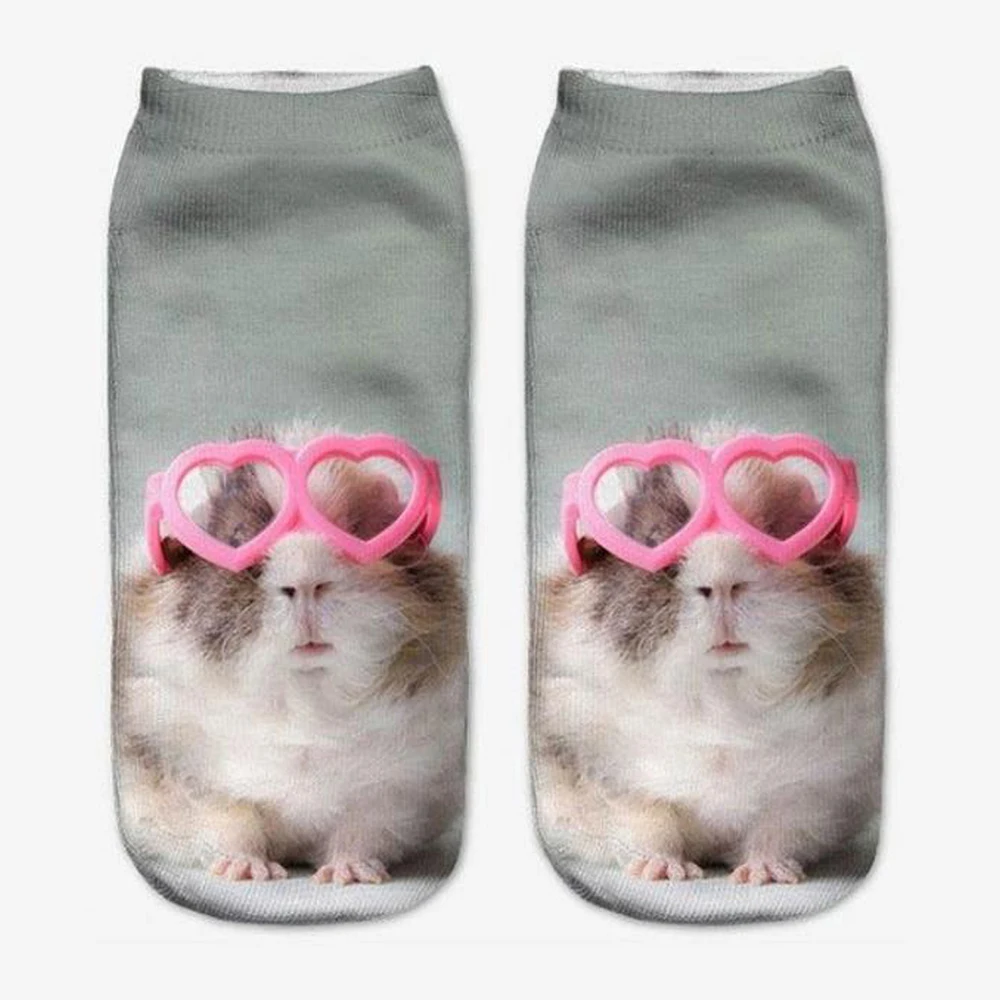 Fashion Animal Socks 3D Printed Funny Kawaii Women Cute Pets Fitness Hamster Sokken Many Style Cool Dropship