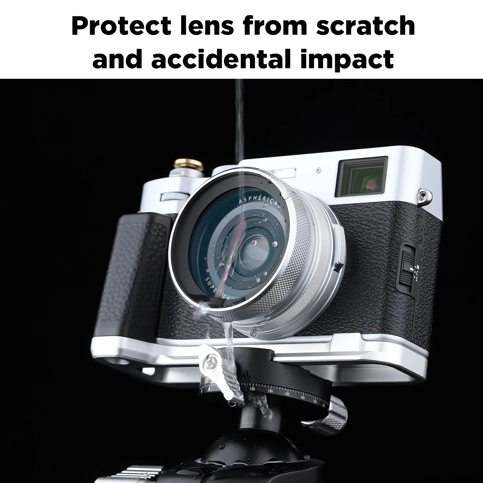 Haoge LUV-X54W Metal Lens Hood with MC UV Multicoated Ultraviolet Lens Filter for Fujifilm Fuji X100VI X100V Camera Silver