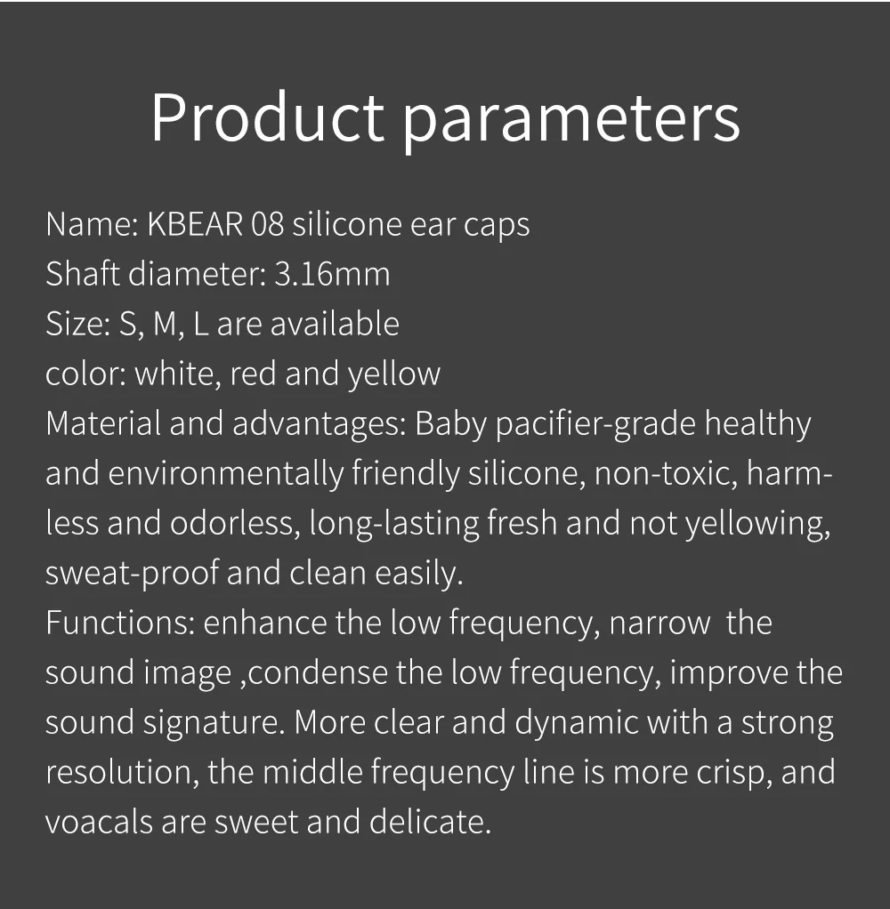 KBEAR 08 Silicone Upgraded Earphone Eartips 1 pair(2 pcs) Noise Isolating With S M M- L Size For KBEAR TRI KZ Headphone Earbuds