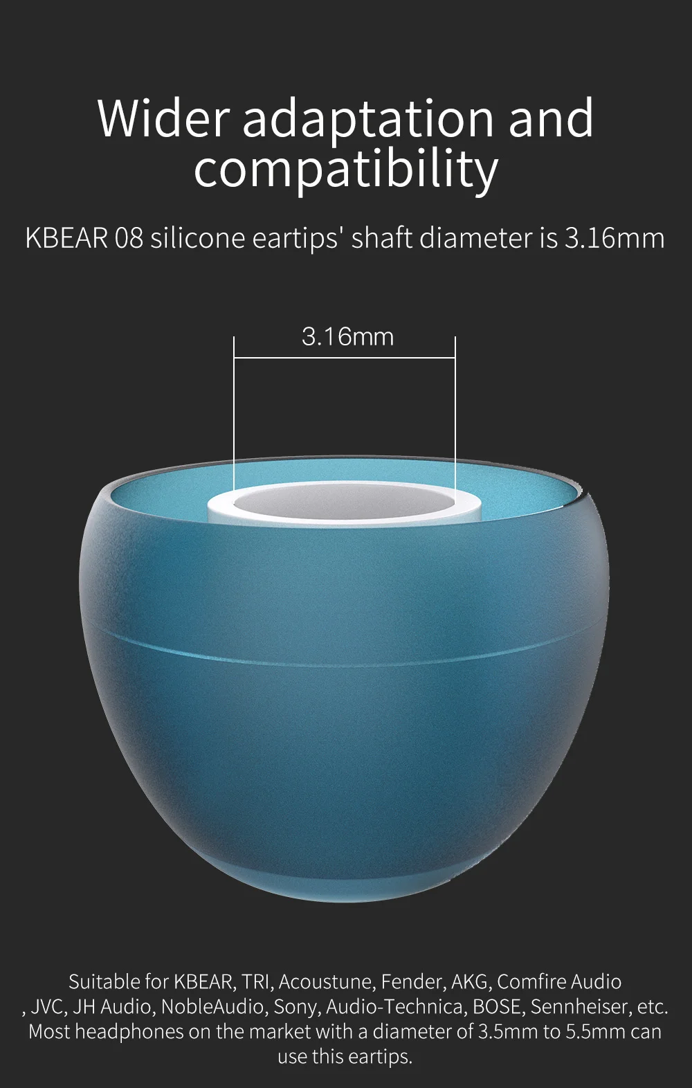 KBEAR 08 Silicone Upgraded Earphone Eartips 1 pair(2 pcs) Noise Isolating With S M M- L Size For KBEAR TRI KZ Headphone Earbuds