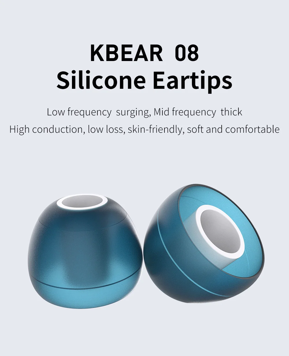 KBEAR 08 Silicone Upgraded Earphone Eartips 1 pair(2 pcs) Noise Isolating With S M M- L Size For KBEAR TRI KZ Headphone Earbuds