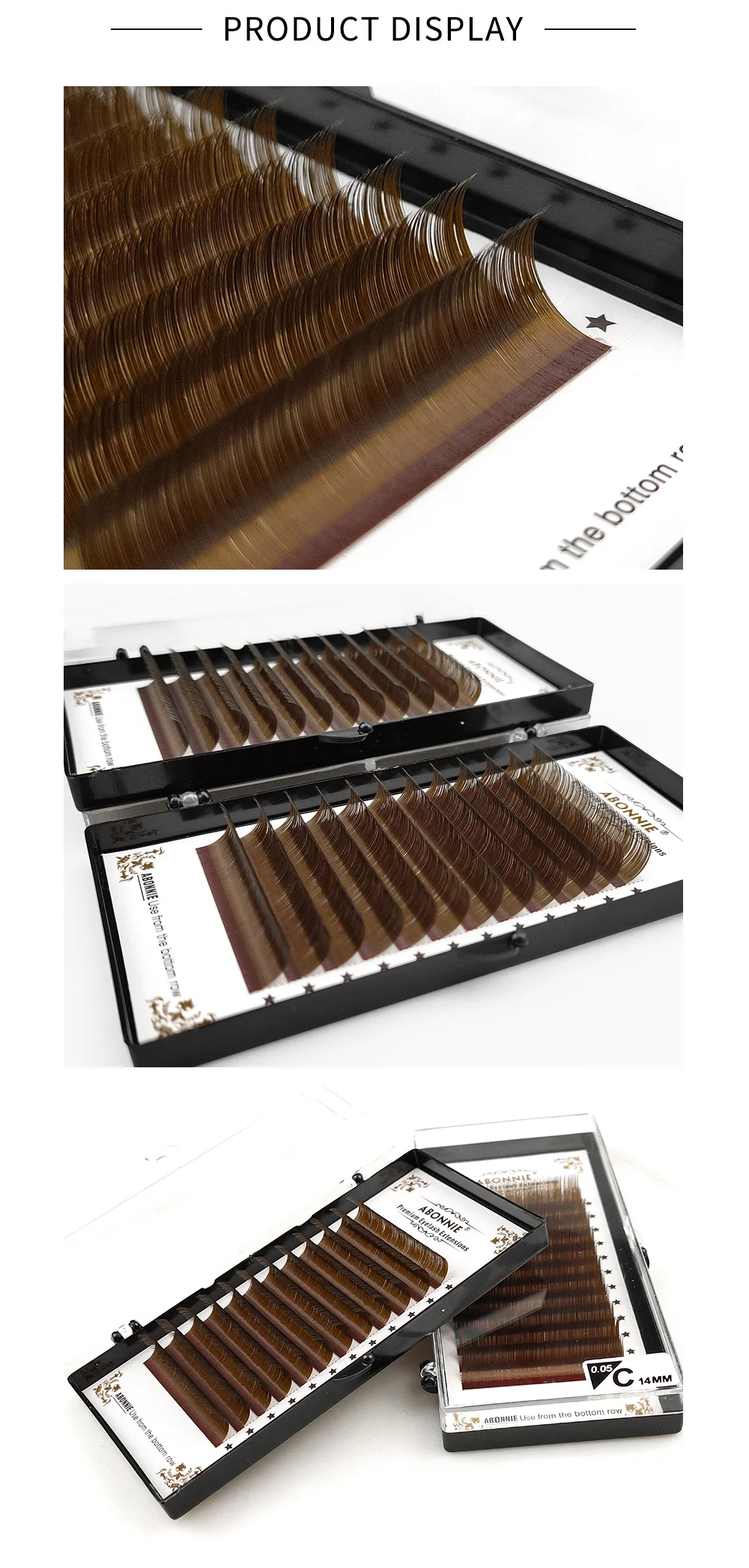 Abonnie New Arrival Dark Brown Eyelash Extension 12 Lines Mix 8-15mm Fake Mink Eyelash Makeup Silk Handmade Natural Lashes